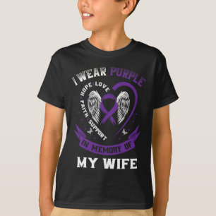 Camiseta Mens Roxo Em Memória Da Mulher Câncer de pâncreas