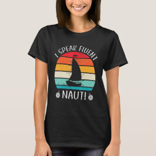 Camiseta Mens Sailboat Eu Falo Fluent Nauti Caindo Capitão