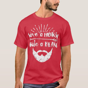 Camiseta Mens salvam um cavalo cavalgando uma barba