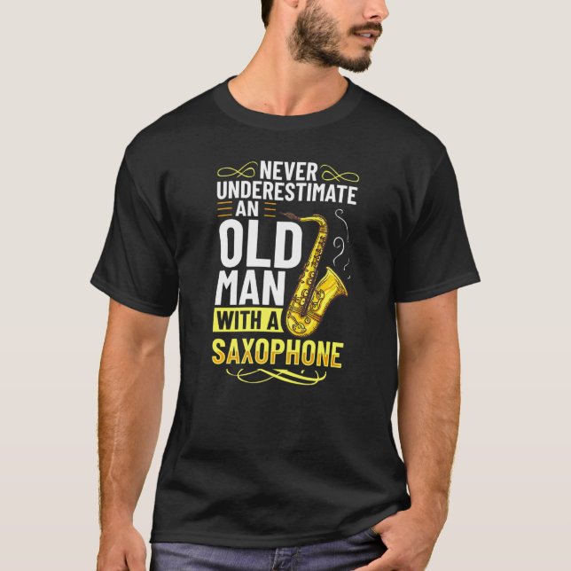 Camiseta Mens-Saxofone Músico Alto Tenor Instrumento Begi (Frente)