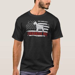 Camiseta Mens Schnauzer Pai Afetado Bandeira Americana Patr
