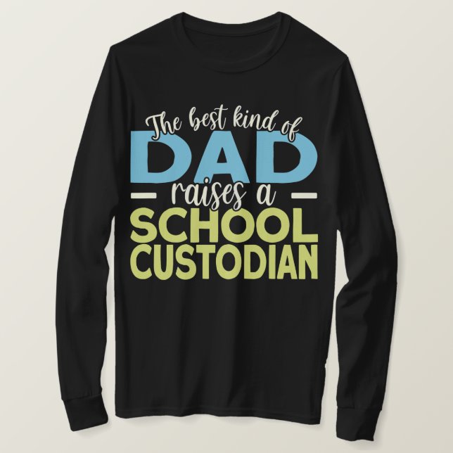 Camiseta Mens School Custodian Dad Janitor  (Frente do Design)
