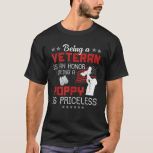 Camiseta Mens Sendo Veterano É Uma Honra Uma Poppy É Pricel