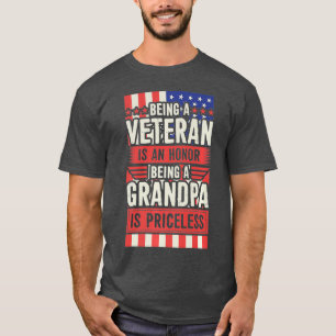 Camiseta Mens Ser Veterano É Uma Honra Ser Um Avô