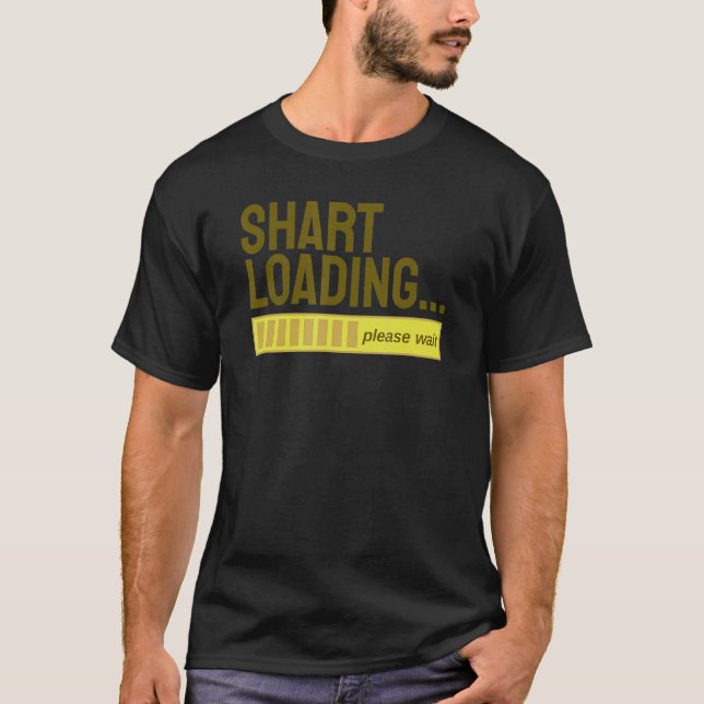 Camiseta Mens SHART CARREGANDO, POR FAVOR, ESPERE O Pai eng (Frente)