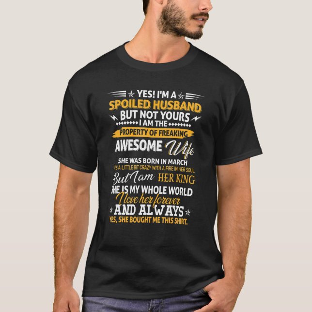 Camiseta Mens Sim, sou um marido mimado de uma esposa de ma (Frente)