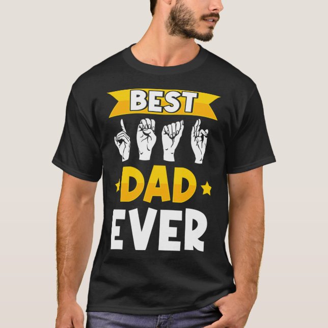 Camiseta Mens Sinal Linguagem Deficiente e Pai surdo (Frente)