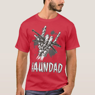 Camiseta Mens Skeleton Rock Drummer Halloween Cavalos Diabo