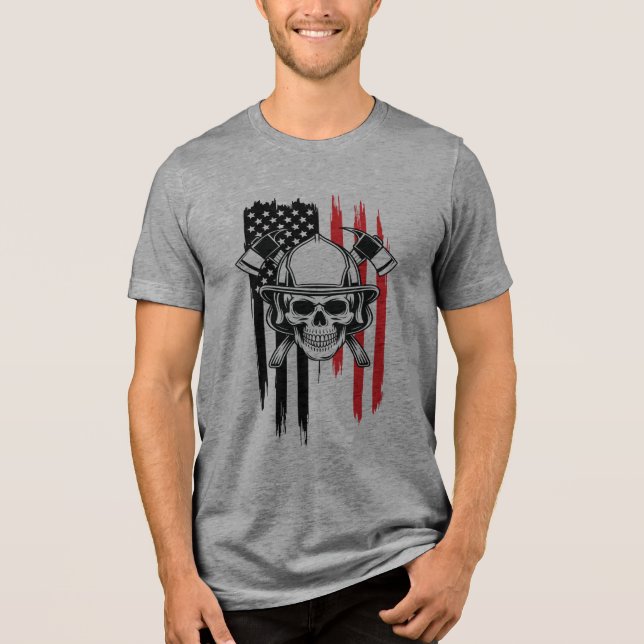 Camiseta Mens Skull Firefighter  (Frente)