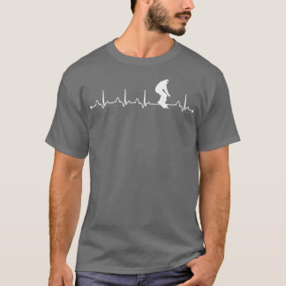 Camiseta Mens Snowboard Heartbeat EKG Pulso Snowboarder