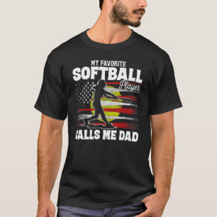 Camiseta Mens Softball Flag My Favorite Softball Player Cal