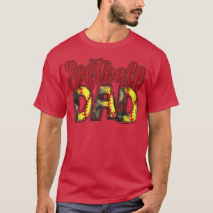 Camiseta Mens Softball Pai Camo Engraçado Softball Pai