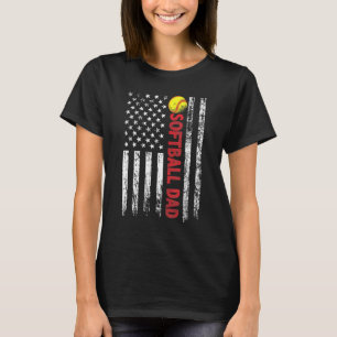 Camiseta Mens Softball Pai Vintage American Flag Softbal