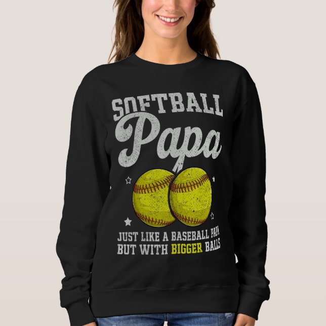 Camiseta Mens Softball Papa With Bigger Balls  Papa Fathers (Frente)
