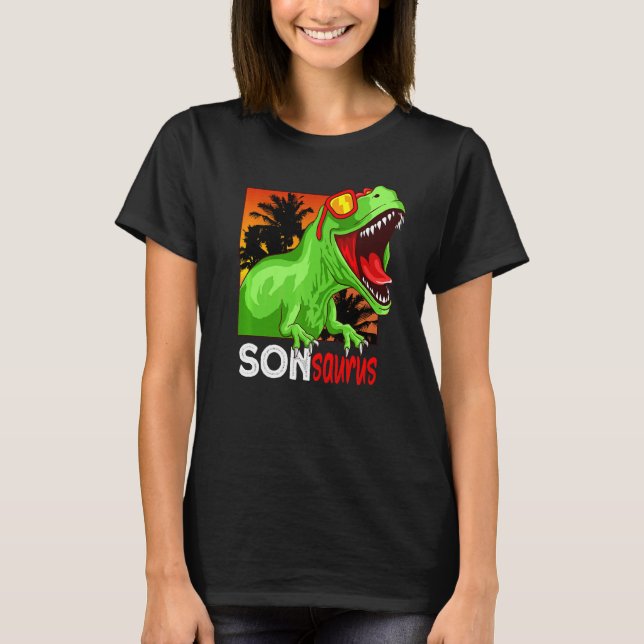 Camiseta Mens Sonsaurus Rex Dinossaur Dia de os pais 1 (Frente)