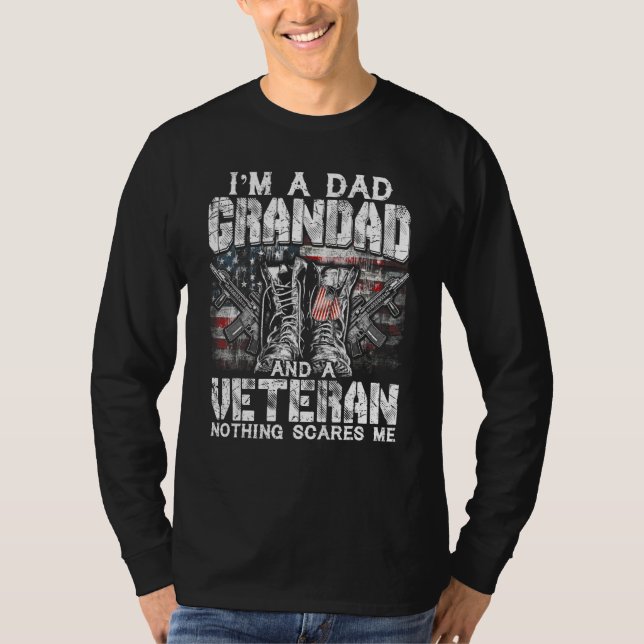 Camiseta Mens, sou Pai Avô Veterano Nada me assusta (Frente)