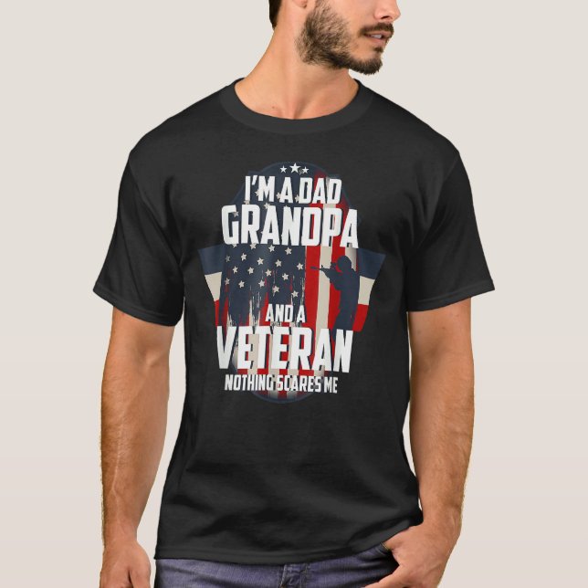 Camiseta Mens Sou Um Avô Pai E Um Veterano Nada De Cicatriz (Frente)