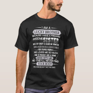 Camiseta Mens, sou um irmão sortudo de um sis maravilhoso