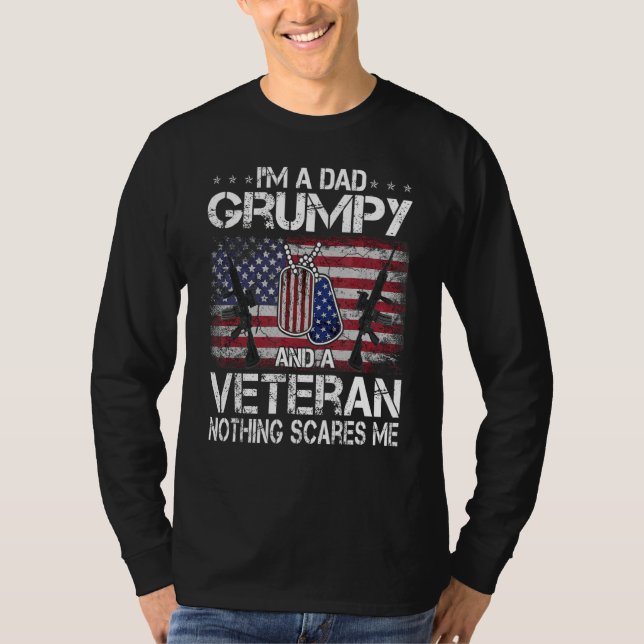 Camiseta Mens, sou um Pai rabugento e um Veterano nada assu (Frente)