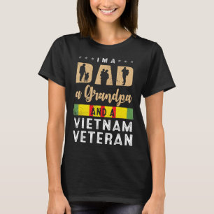 Camiseta Mens, sou um vovô Pai e Vietnã Veterano Retro V