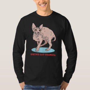 Camiseta Mens Sphynx Cat Avô Sem Cabelo Proprietário de Gat
