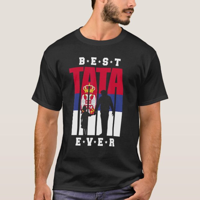 Camiseta Mens Srbija Tata E Rapariga Sérvia Bandeira Pai Sé (Frente)