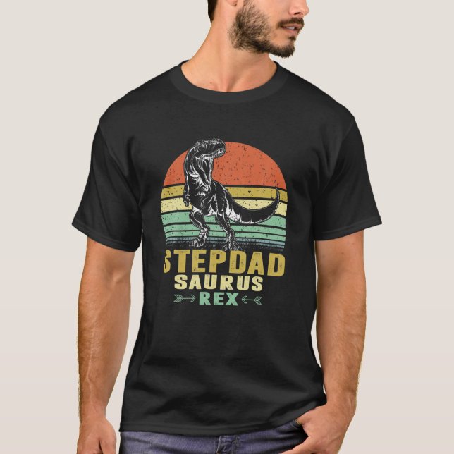 Camiseta Mens Stepdadsaurus T Rex Dinosaur Engraçado Stepda (Frente)