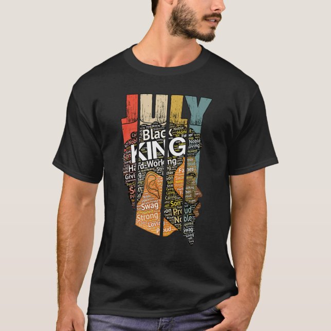 Camiseta Mens Strong Black King American Zodiac Leo Natura (Frente)