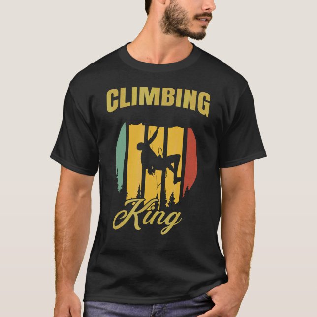 Camiseta Mens Subindo O Rei Retro Boulder Rochas (Frente)