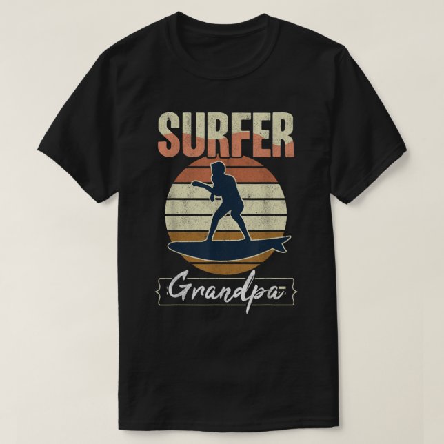 Camiseta Mens Surfer Grandpa Surf Retro Surfing Grandfather (Frente do Design)