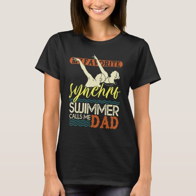 Camiseta Mens Synchronized Swimming Dad Favorite Synchro Sw (Frente)