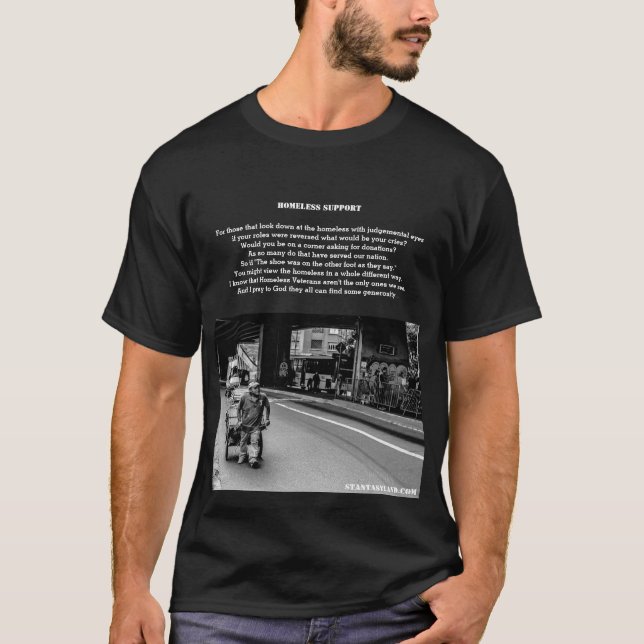 Camiseta Mens T de Suporte para Sem-teto (Frente)