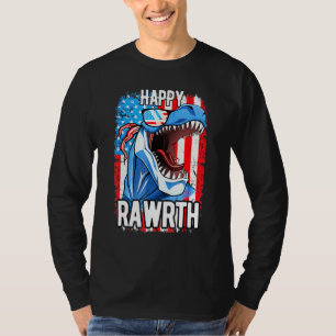 Camiseta Mens T-Rex Independência Dos Eua Dia 4 De Julho