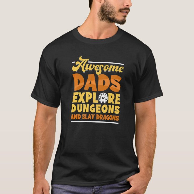Camiseta Mens Tabeletop Pai Explorar Dungeons Slay Dragon R (Frente)