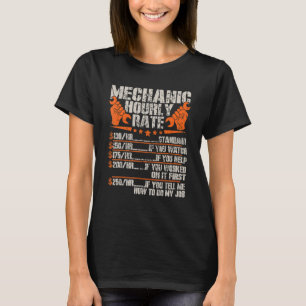 Camiseta Mens Taxas Horárias Mecânicas Taxas de Trabalho Ho