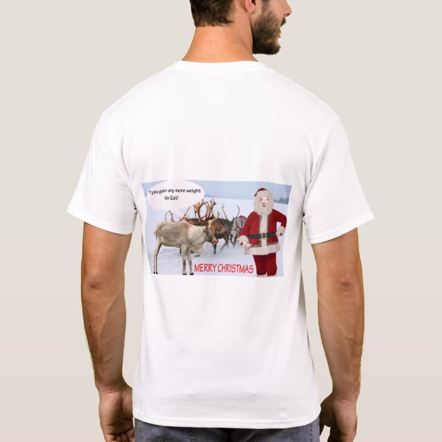 Camiseta mens tee. Feliz porco de Natal (Verso)