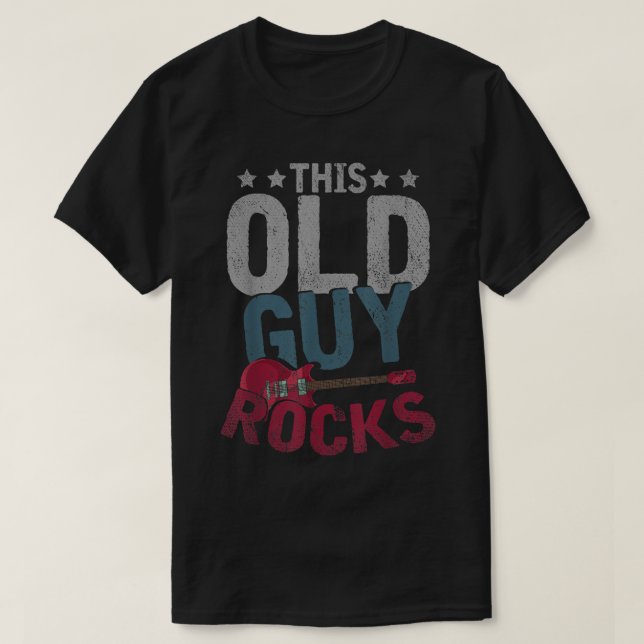 Camiseta Mens This Old Cara Rocks Music Guitarrista Musical (Frente do Design)