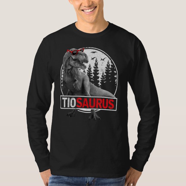 Camiseta Mens Tiosaurus Rex Dinossaur Tio Saurus Da Pai (Frente)