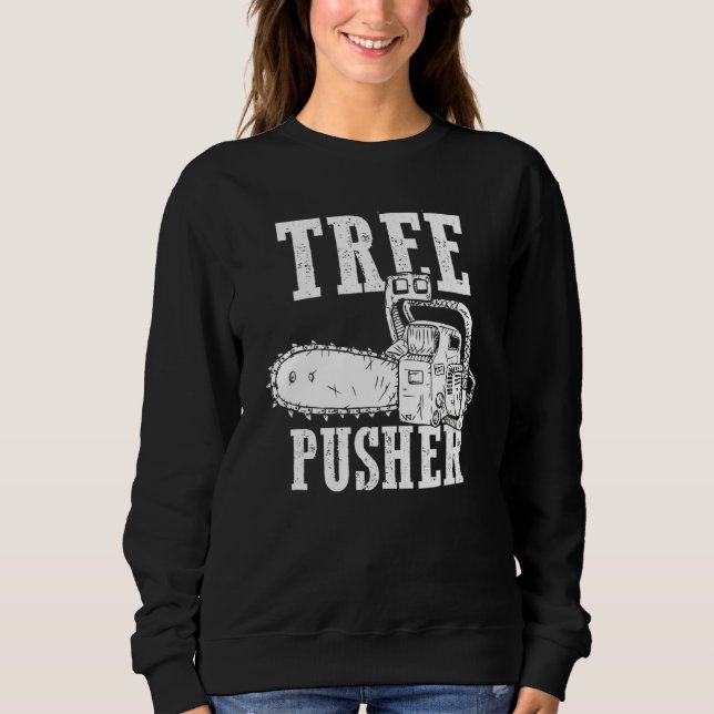Camiseta Mens Tree Pusher Chainsaw Logging Sawyer Lumberjac (Frente)