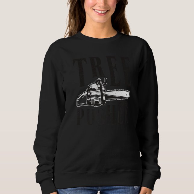 Camiseta Mens Tree Pusher Chainsaw Logging Sawyer Lumberjac (Frente)