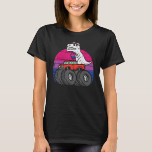 Camiseta Mens Trex Monster Truck Bissexual Sunset Retro Bi 