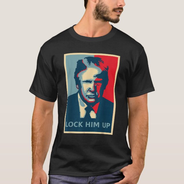 Camiseta Mens Trump Trump Trava-O Para Cima Poster Shirt Bl (Frente)