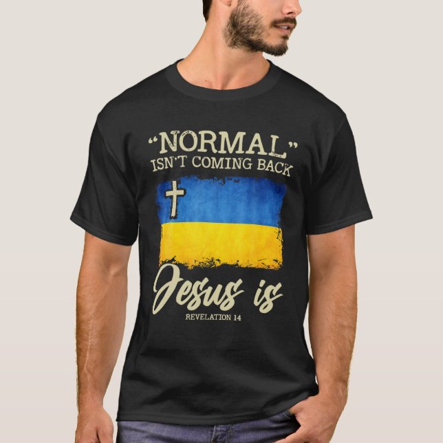 Camiseta Mens Ucraniano Bandeira Sob Deus Jesus Ukrai (Frente)