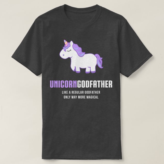 Camiseta Mens Unicorn Goddad , Engraçado Bonito Presente Má (Frente do Design)