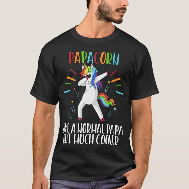 Camiseta Mens Unicorn Papa Girl Festa de aniversário, hea (Frente)