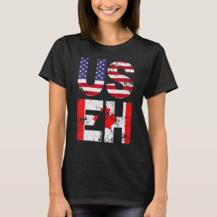Camiseta Mens Us Eh I Canada American Flag