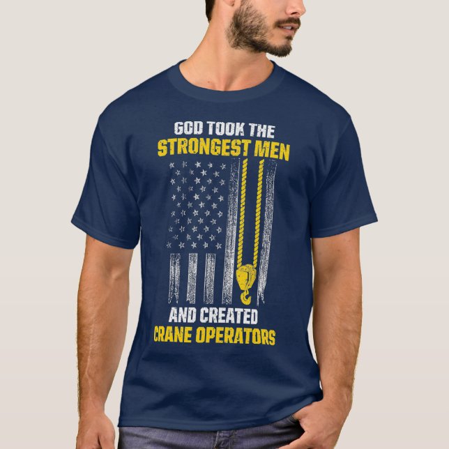 Camiseta Mens US Flag Crane Operator Strest Men (Homens Mai (Frente)