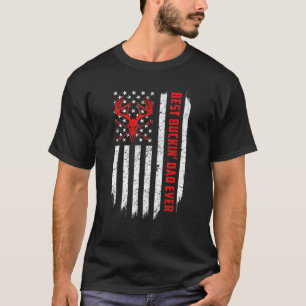 Camiseta Mens USA Flag Best Buckin Pai Ever Deer Hunting Fa