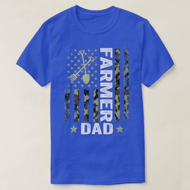 Camiseta Mens USA Flag Camoue Farmer Farmer Pai Patriotic P (Frente do Design)