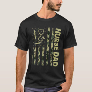 Camiseta Mens USA Flag Camouflage Enfermeira Pai Patriótica